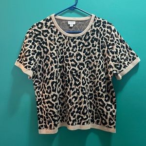 J. Crew animal print short sleeved sweater top